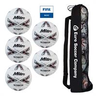 Tube of 5 Mitre Ultimatch Evo FIFA Basic Hyperseal Match Football (3,4,5)