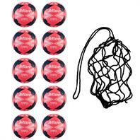 Net of 10 Mitre Impel One Training Football (Pink) (3,4,5)