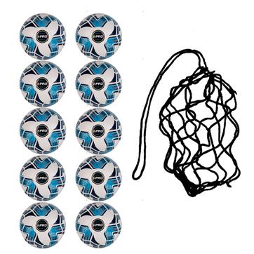 Net of 10 iPro Nova Training Footballs with High Performance Coating (White)